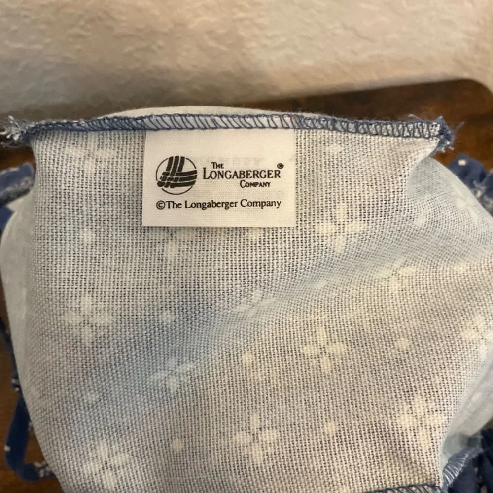 Longaberger Vintage 1996 Small Handwoven Cottagecore Blue White Flowered Basket